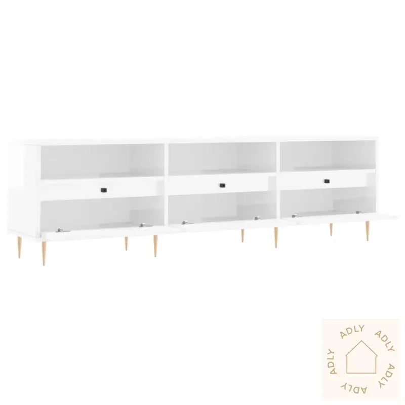 Tv-Benk Høyglans Hvit 150X30X44,5 Cm Konstruert Tre