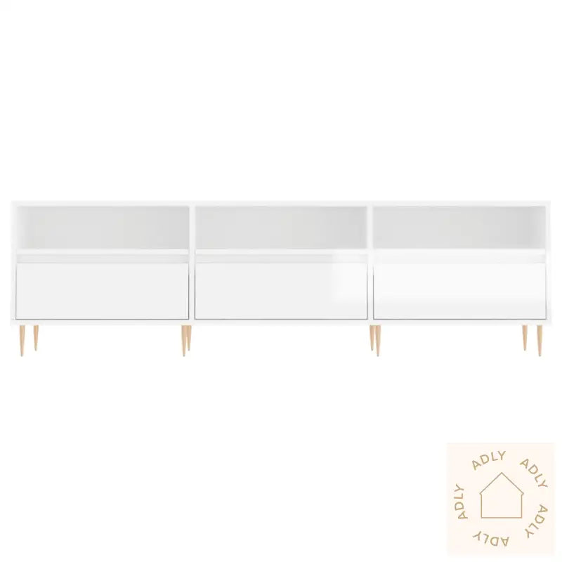 Tv-Benk Høyglans Hvit 150X30X44,5 Cm Konstruert Tre