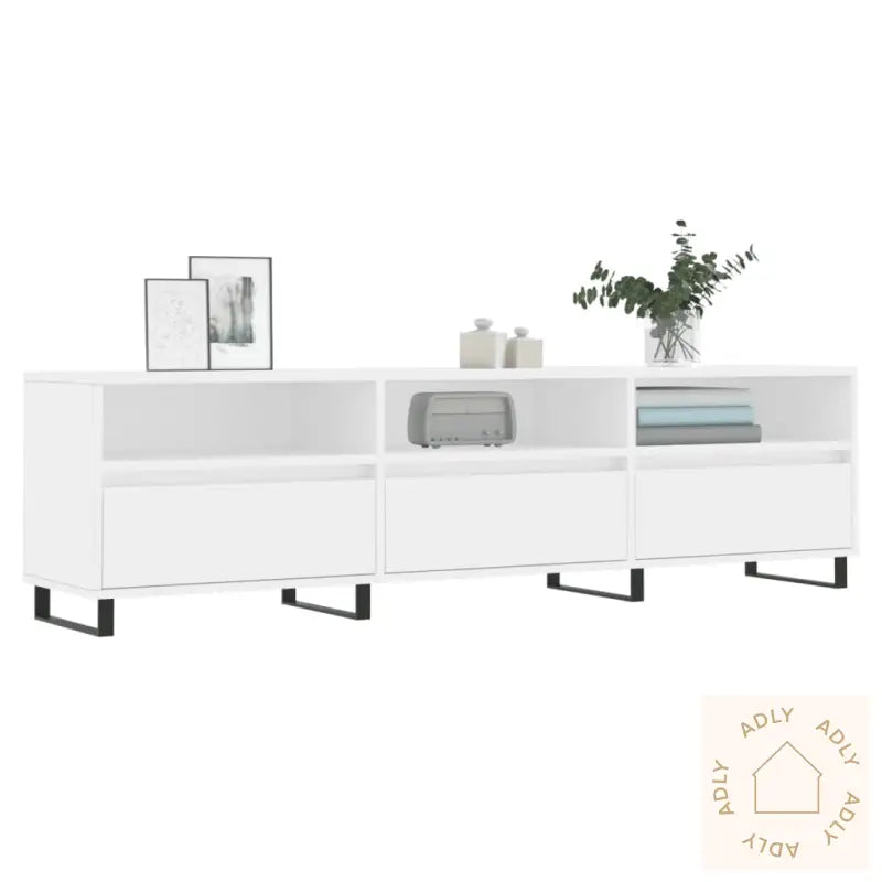 Tv-Benk Hvit 150X30X44,5 Cm Konstruert Tre