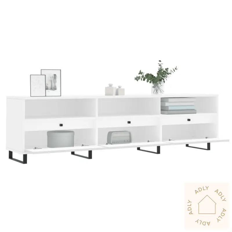 Tv-Benk Hvit 150X30X44,5 Cm Konstruert Tre