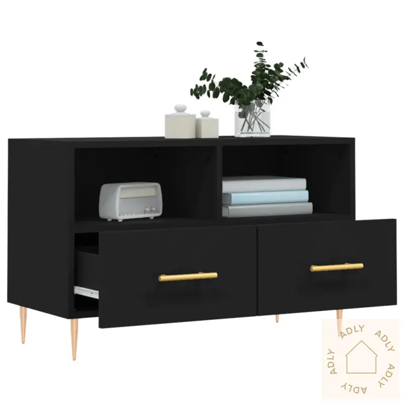 Tv-Benk Svart 80X36X50 Cm Konstruert Tre