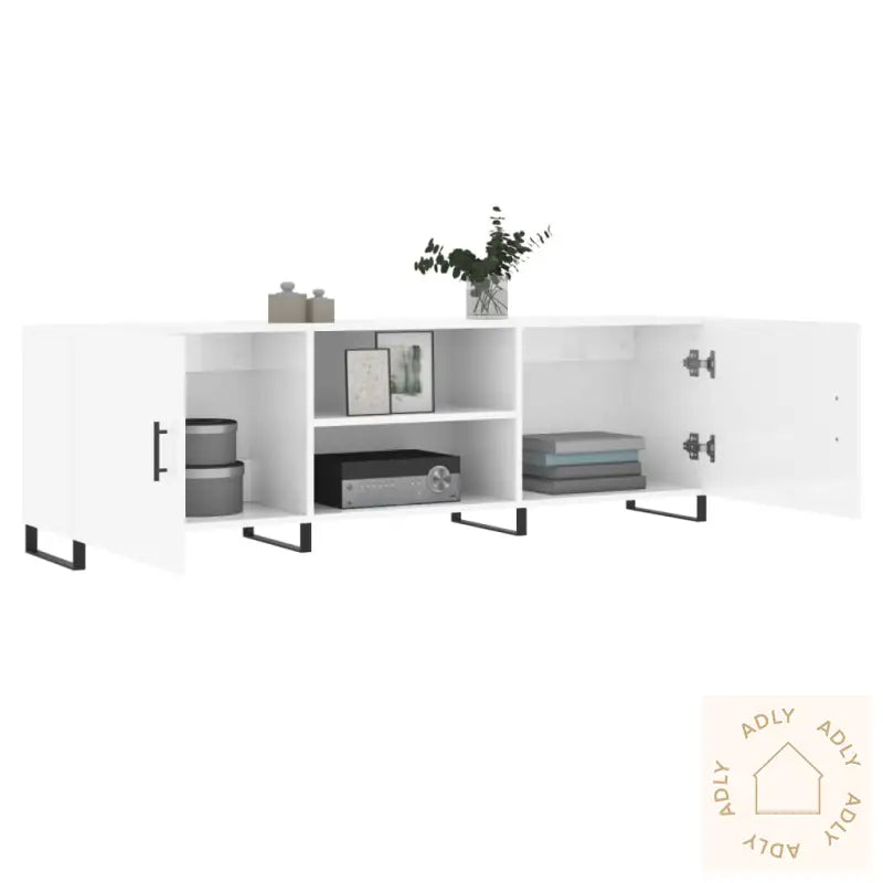 Tv-Benk Høyglans Hvit 150X30X50 Cm Konstruert Tre