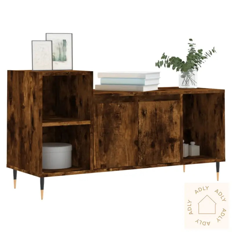 Tv-Benk Røkt Eik 100X35X55 Cm Konstruert Tre