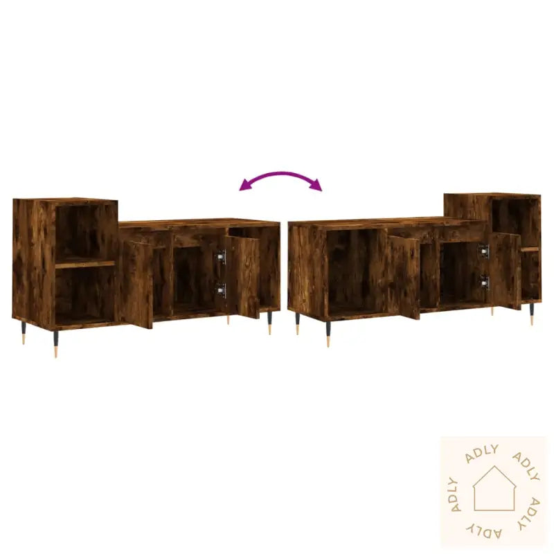 Tv-Benk Røkt Eik 100X35X55 Cm Konstruert Tre