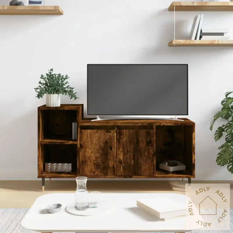 Tv-Benk Røkt Eik 100X35X55 Cm Konstruert Tre