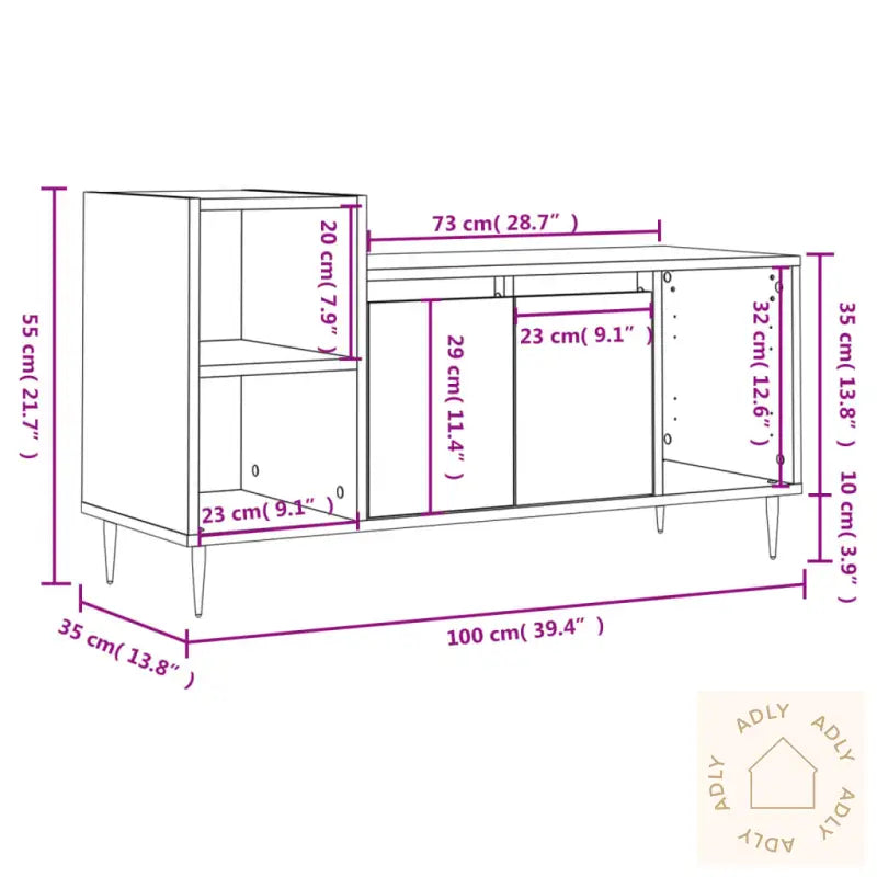Tv-Benk Røkt Eik 100X35X55 Cm Konstruert Tre