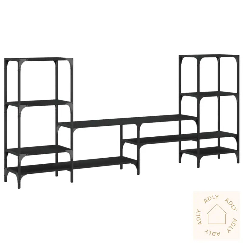 Tv-Benk Svart 206,5X28,5X95 Cm Konstruert Tre