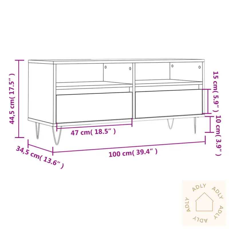 Tv-Benk Røkt Eik 100X34,5X44,5 Cm Konstruert Tre