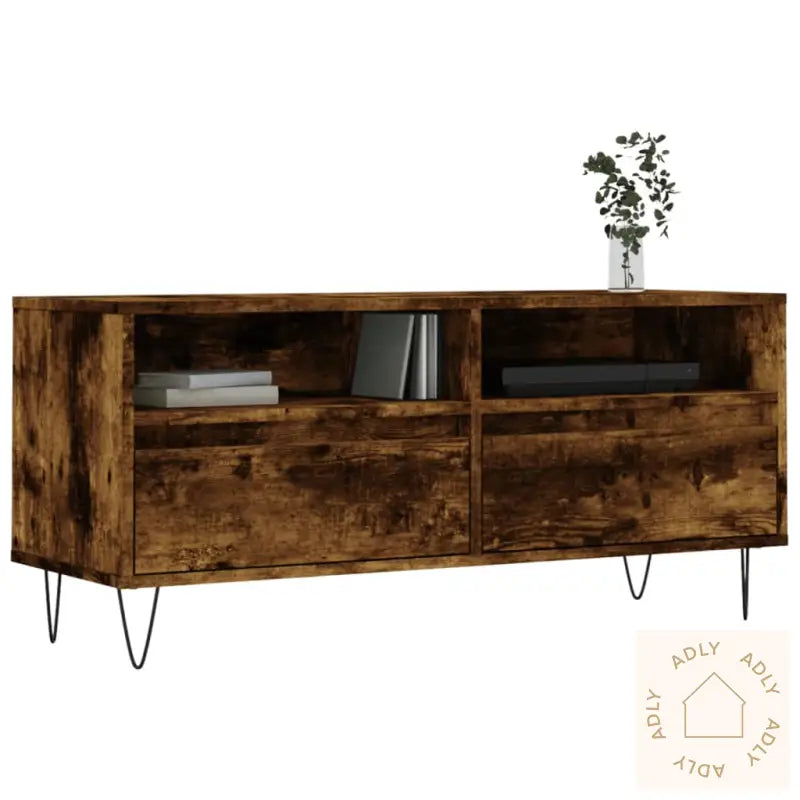 Tv-Benk Røkt Eik 100X34,5X44,5 Cm Konstruert Tre