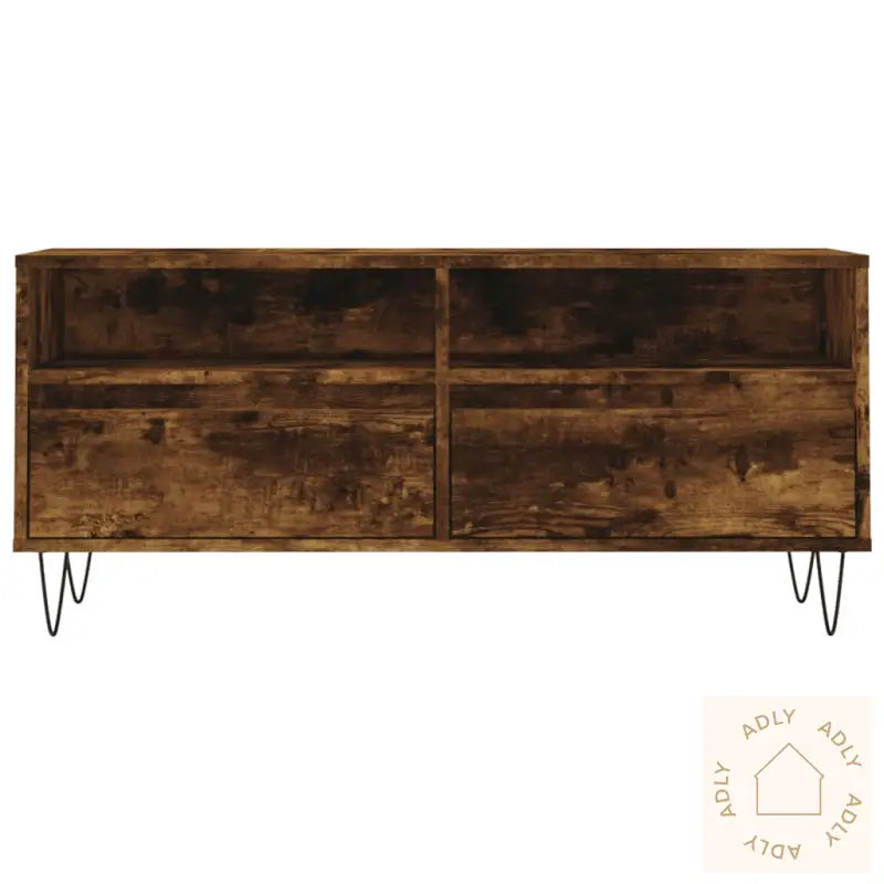 Tv-Benk Røkt Eik 100X34,5X44,5 Cm Konstruert Tre