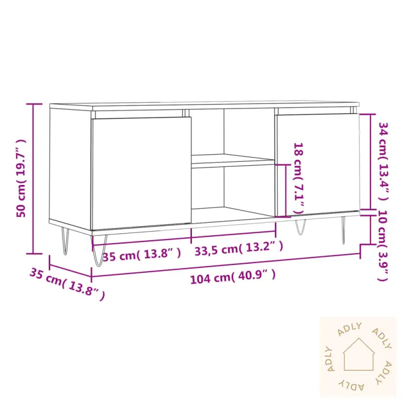 Tv-Benk Grå Sonoma 104X35X50 Cm Konstruert Tre