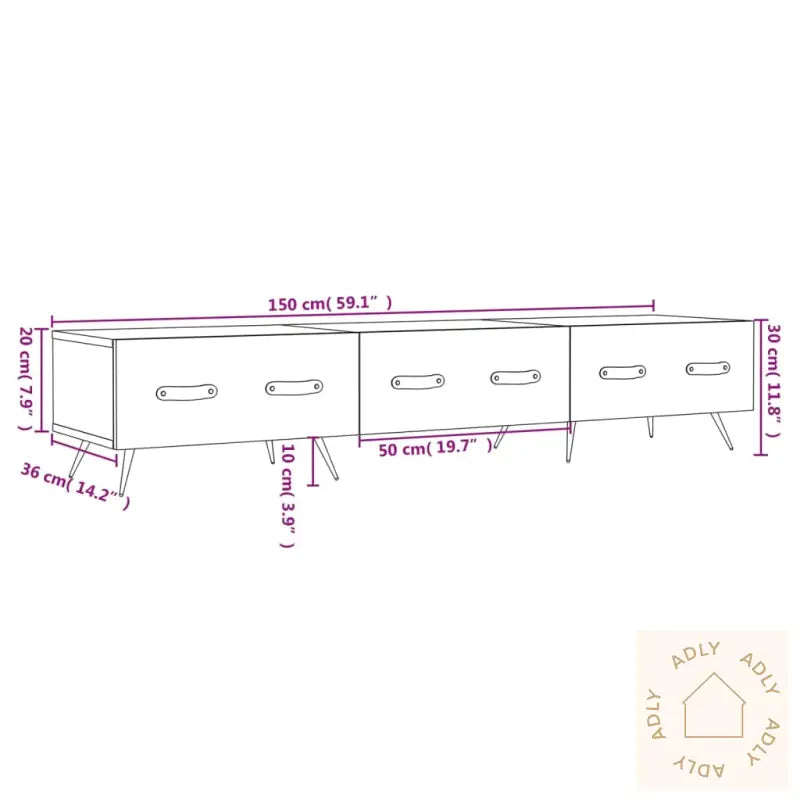 Tv-Benk Betonggrå 150X36X30 Cm Konstruert Tre