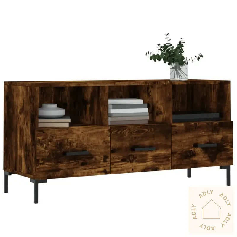 Tv-Benk Røkt Eik 102X36X50 Cm Konstruert Tre