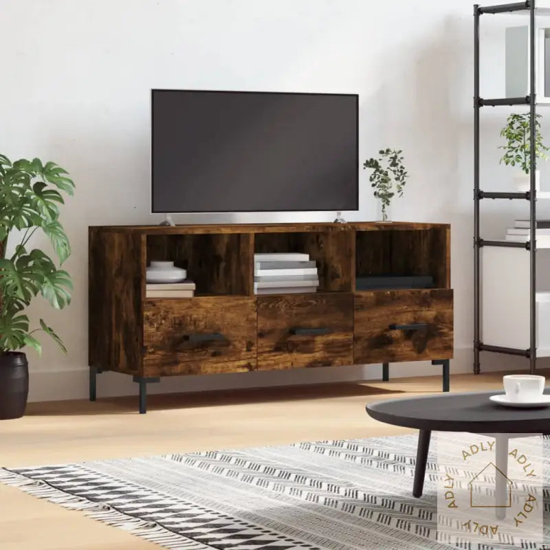 Tv-Benk Røkt Eik 102X36X50 Cm Konstruert Tre