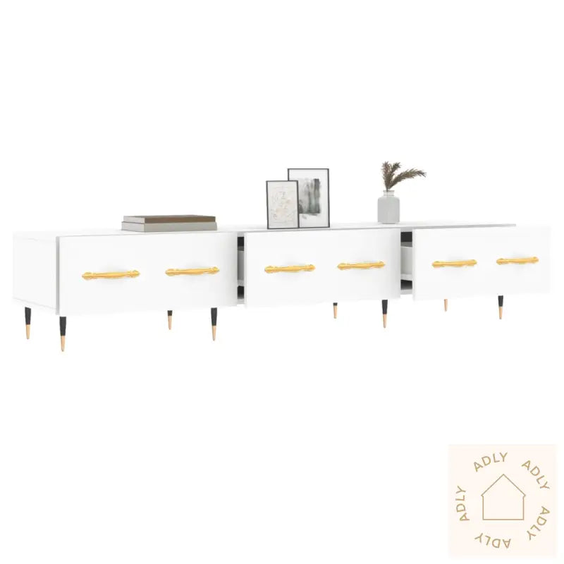 Tv-Benk Hvit 150X36X30 Cm Konstruert Tre