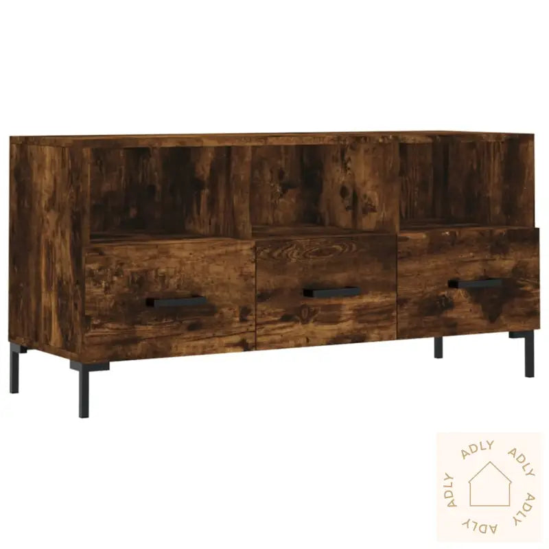 Tv-Benk Røkt Eik 102X36X50 Cm Konstruert Tre