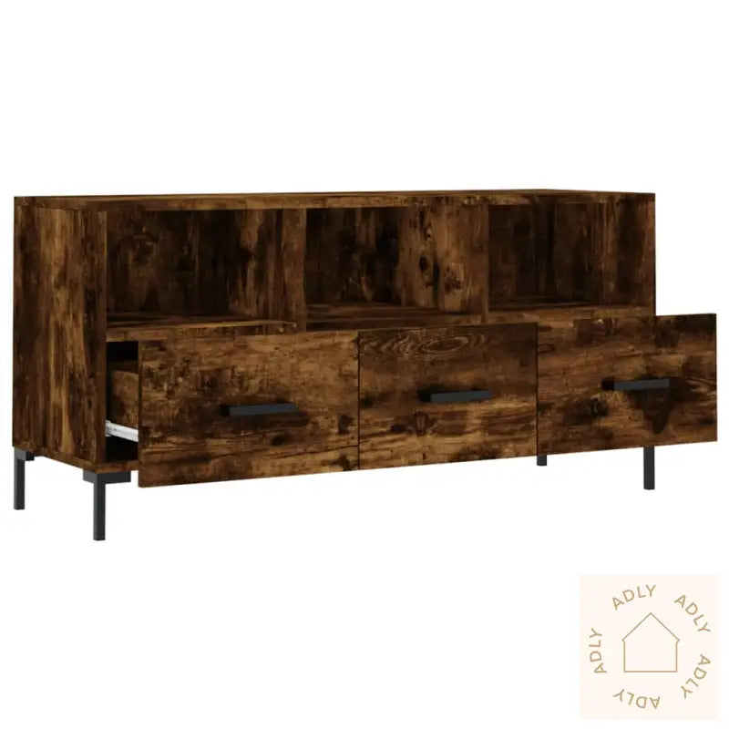 Tv-Benk Røkt Eik 102X36X50 Cm Konstruert Tre