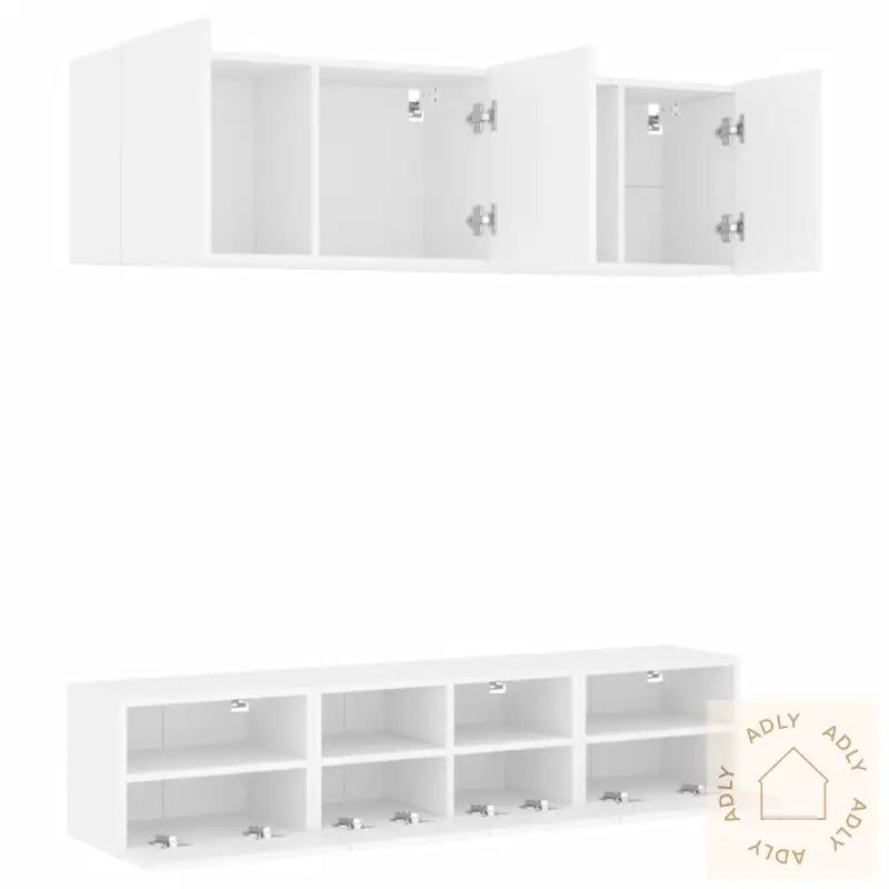 Vegghengte Tv-Enheter 5 Deler Hvit Konstruert Tre