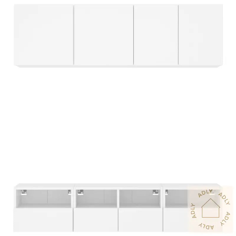 Vegghengte Tv-Enheter 5 Deler Hvit Konstruert Tre