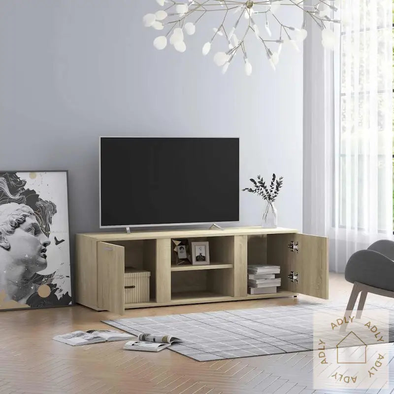 Tv-Benk Sonoma Eik 120X34X37 Cm Konstruert Tre
