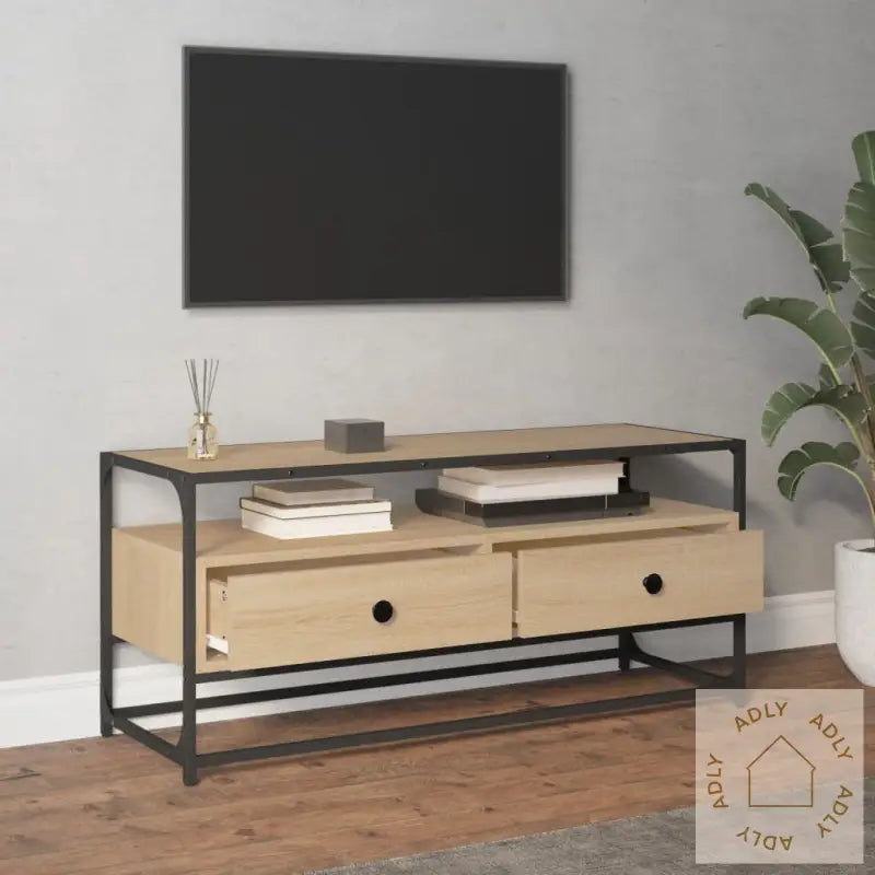 Tv-Benk Sonoma Eik 100X35X45 Cm Konstruert Tre