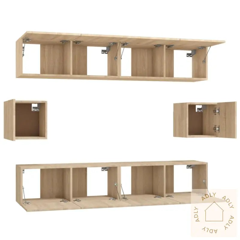 Tv-Skapsett 6 Deler Sonoma Eik Konstruert Tre