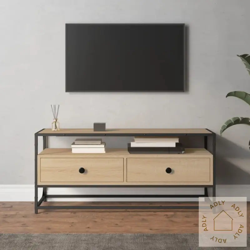 Tv-Benk Sonoma Eik 100X35X45 Cm Konstruert Tre