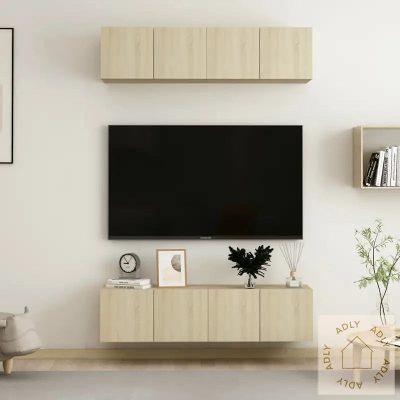 Tv-Benker 4 Stk Sonoma Eik 60X30X30 Cm Konstruert Tre