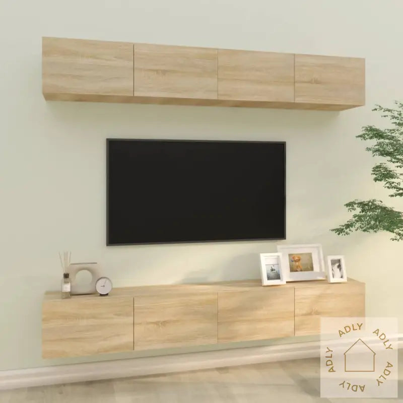 Vegghengte Tv-Benker 4 Stk Sonoma Eik 100X30X30 Cm
