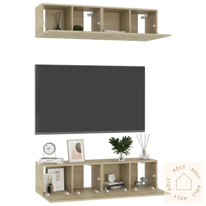 Tv-Benker 4 Stk Sonoma Eik 60X30X30 Cm Konstruert Tre