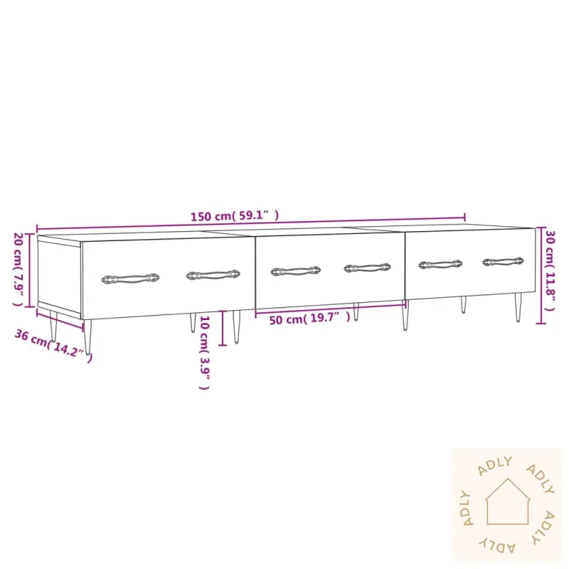 Tv-Benk Sonoma Eik 150X36X30 Cm Konstruert Tre