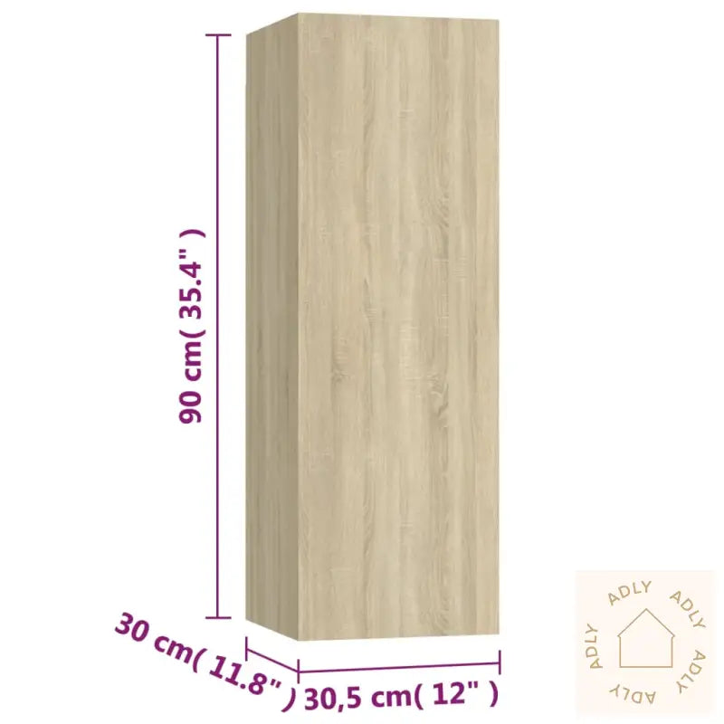 Tv-Benksett 3 Stk Sonoma Eik Konstruert Tre