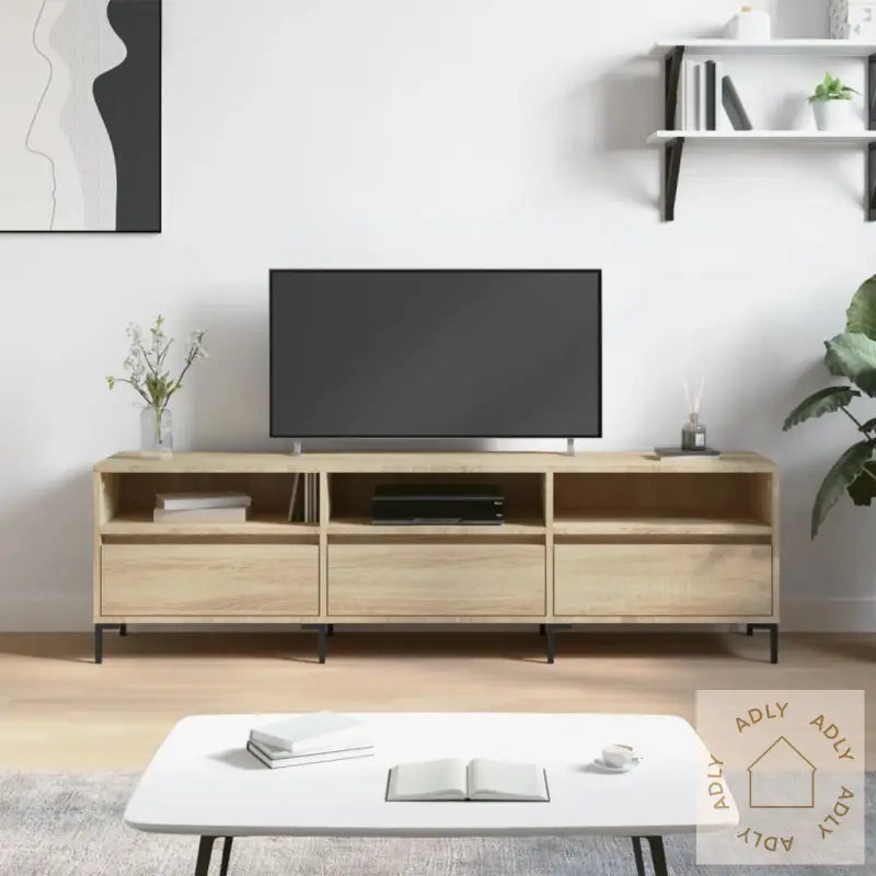 Tv-Benk Sonoma Eik 150X30X44,5 Cm Konstruert Tre