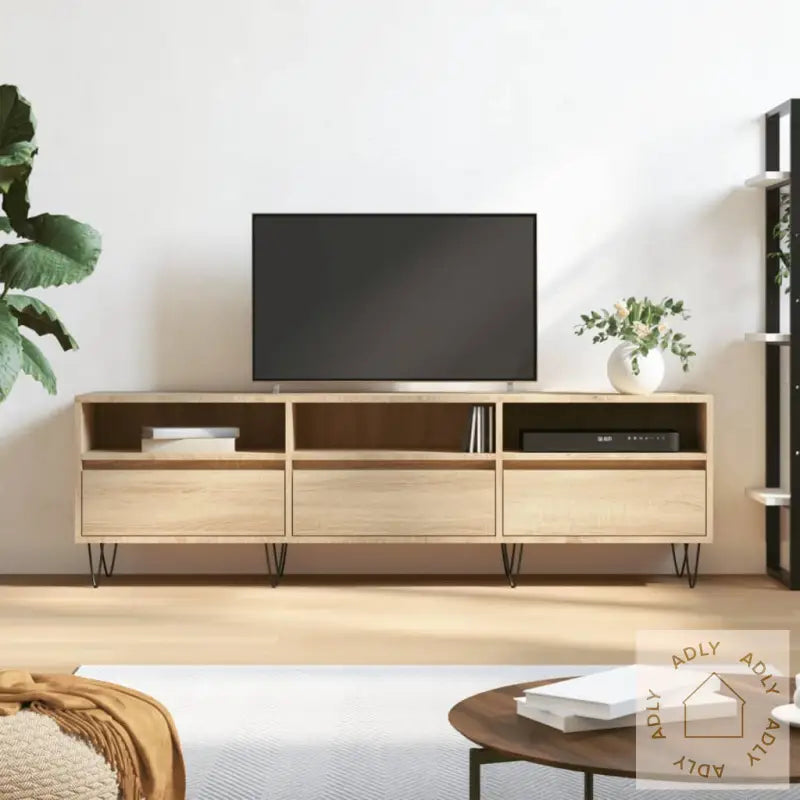 Tv-Benk Sonoma Eik 150X30X44,5 Cm Konstruert Tre