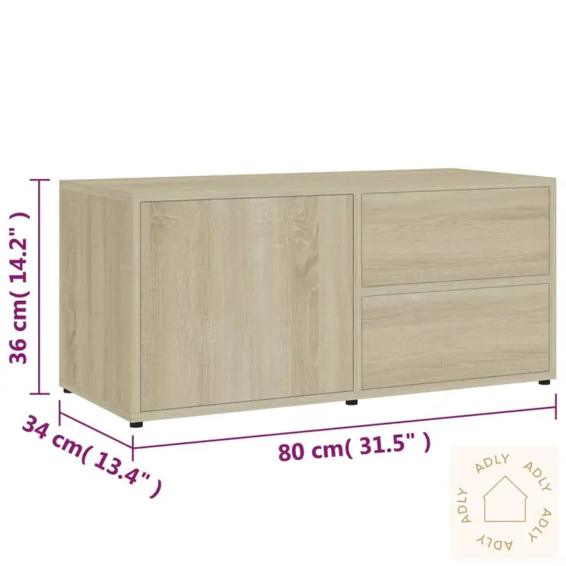 Tv-Benk Sonoma Eik 80X34X36 Cm Konstruert Tre