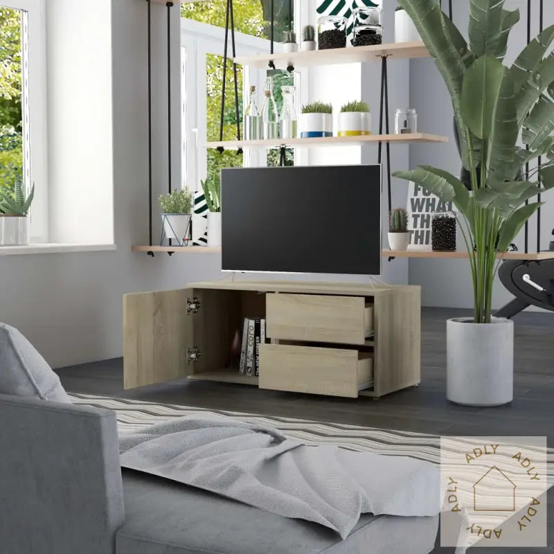 Tv-Benk Sonoma Eik 80X34X36 Cm Konstruert Tre