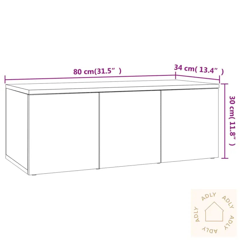 Tv-Benk Sonoma Eik 80X34X30 Cm Konstruert Tre