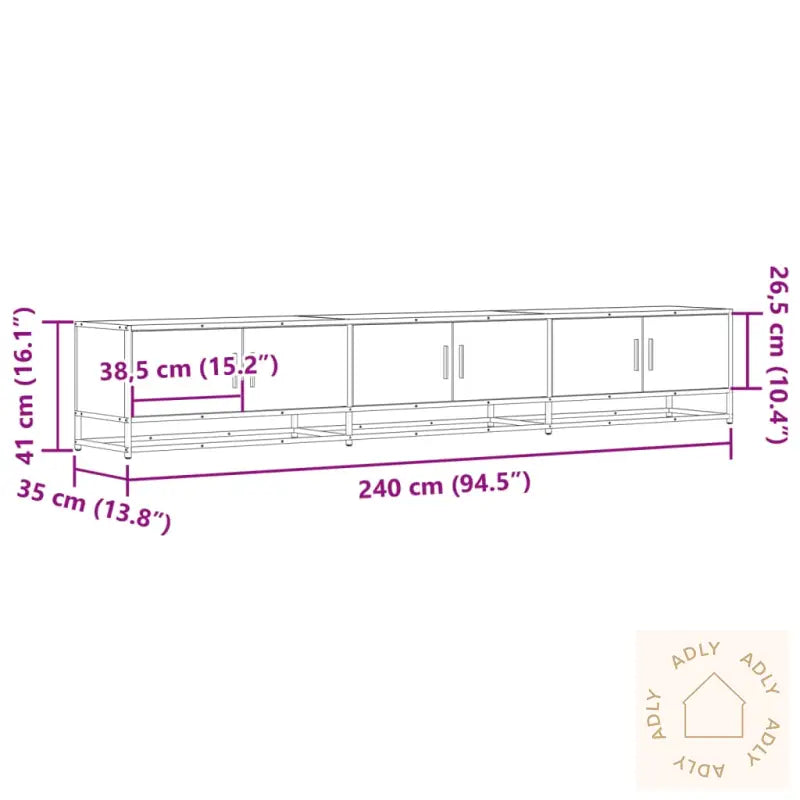 Tv-Benk Sonoma Eik 240X35X41 Cm Konstruert Tre