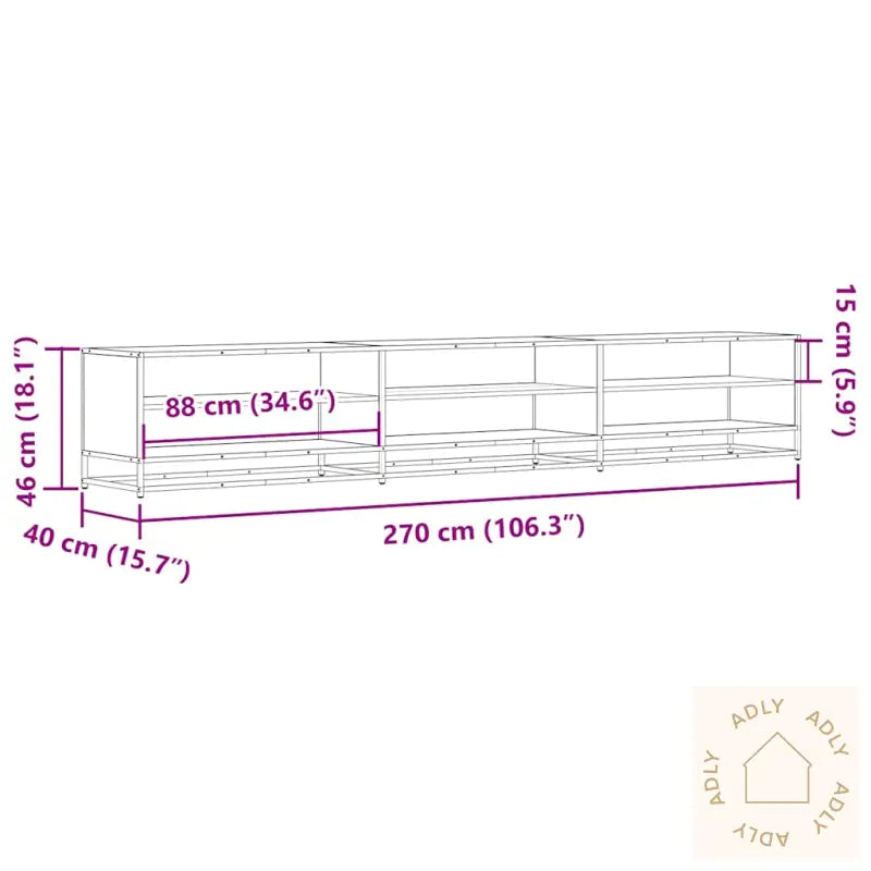 Tv-Benk Sonoma Eik 270X40X46 Cm Konstruert Tre