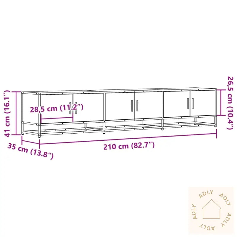 Tv-Benk Sonoma Eik 210X35X41 Cm Konstruert Tre