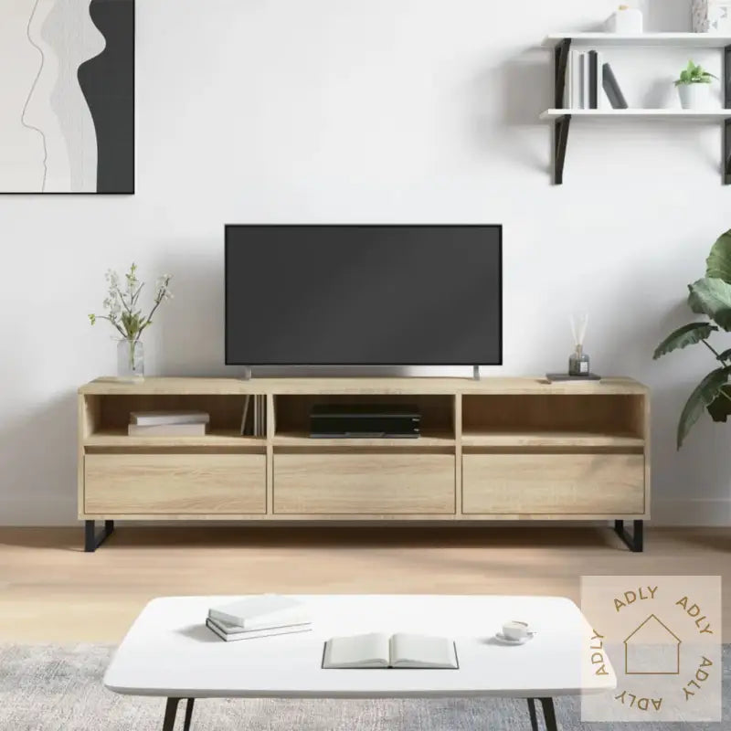 Tv-Benk Sonoma Eik 150X30X44,5 Cm Konstruert Tre