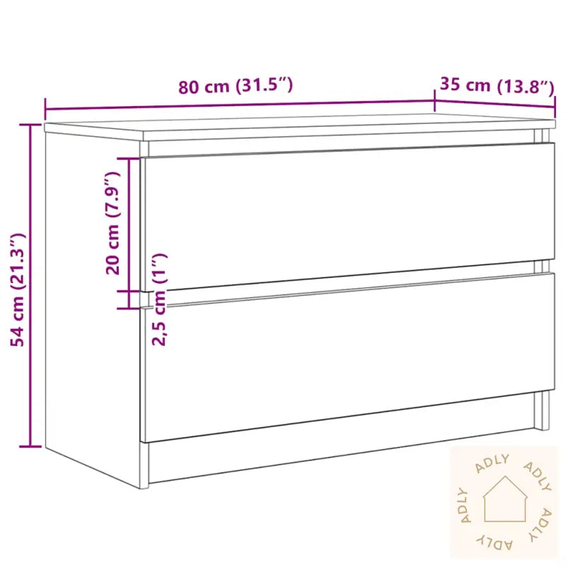 Tv-Benk Sonoma Eik 80X35X54 Cm Konstruert Tre