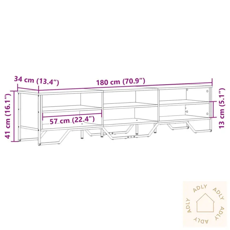 Tv-Benk Sonoma Eik 180X34X41 Cm Konstruert Tre