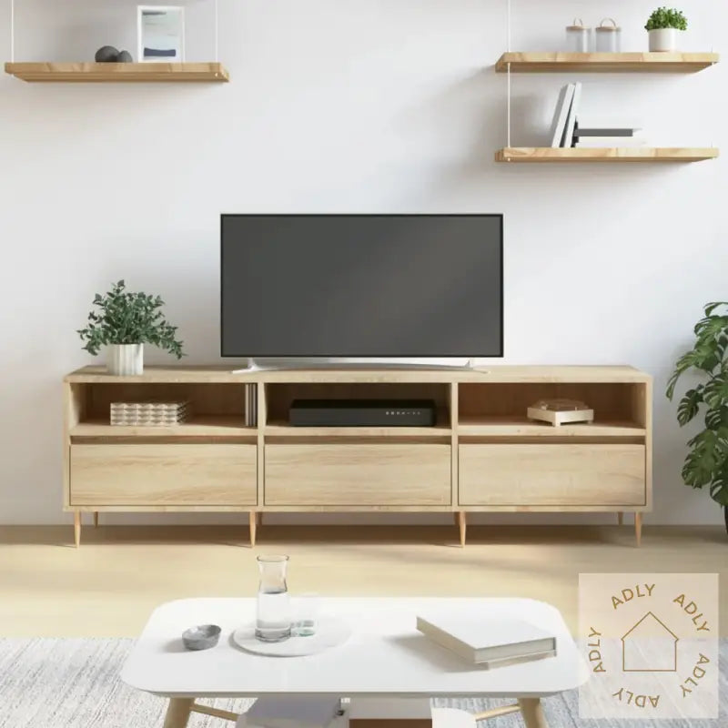 Tv-Benk Sonoma Eik 150X30X44,5 Cm Konstruert Tre