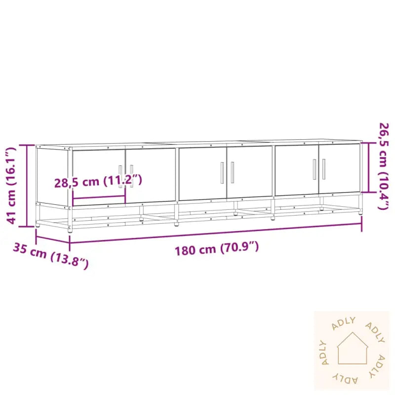 Tv-Benk Sonoma Eik 180X35X41 Cm Konstruert Tre