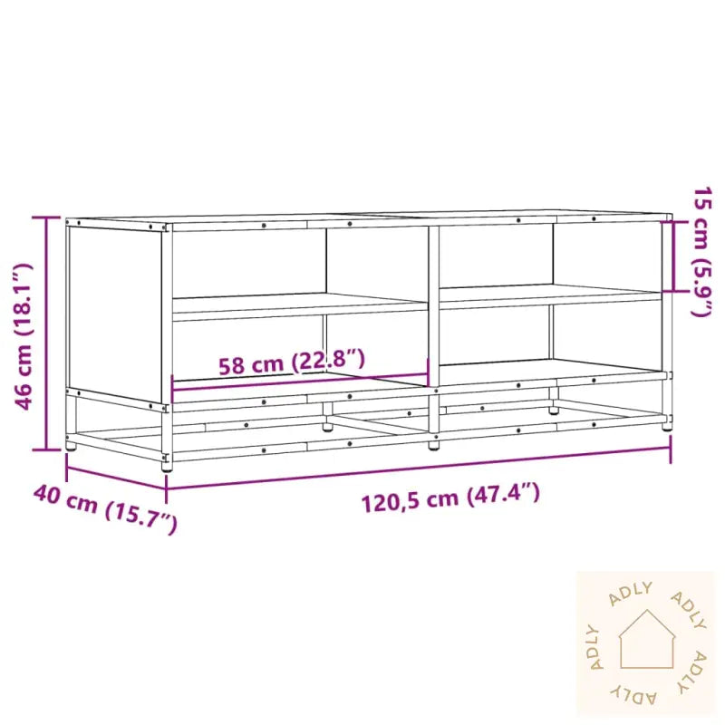 Tv-Benk Sonoma Eik 120,5X40X46 Cm Konstruert Tre Og Metall