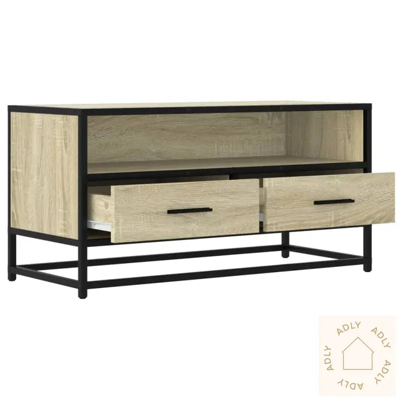 Tv-Benk Sonoma Eik 80X34,5X40 Cm Konstruert Tre Og Metall