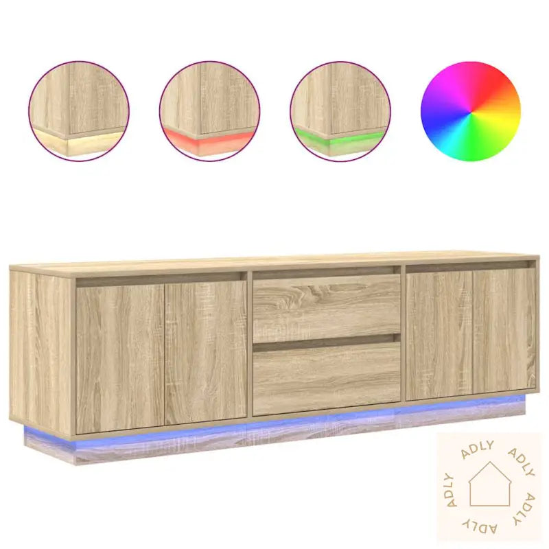 Tv-Benk Med Led-Lys Sonoma Eik 160,5X41X50 Cm