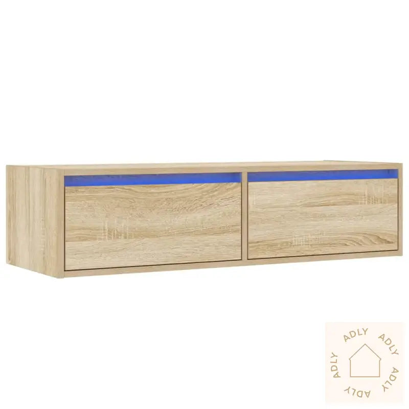 Tv-Benk Med Led-Lys Sonoma Eik 100X35,5X25 Cm