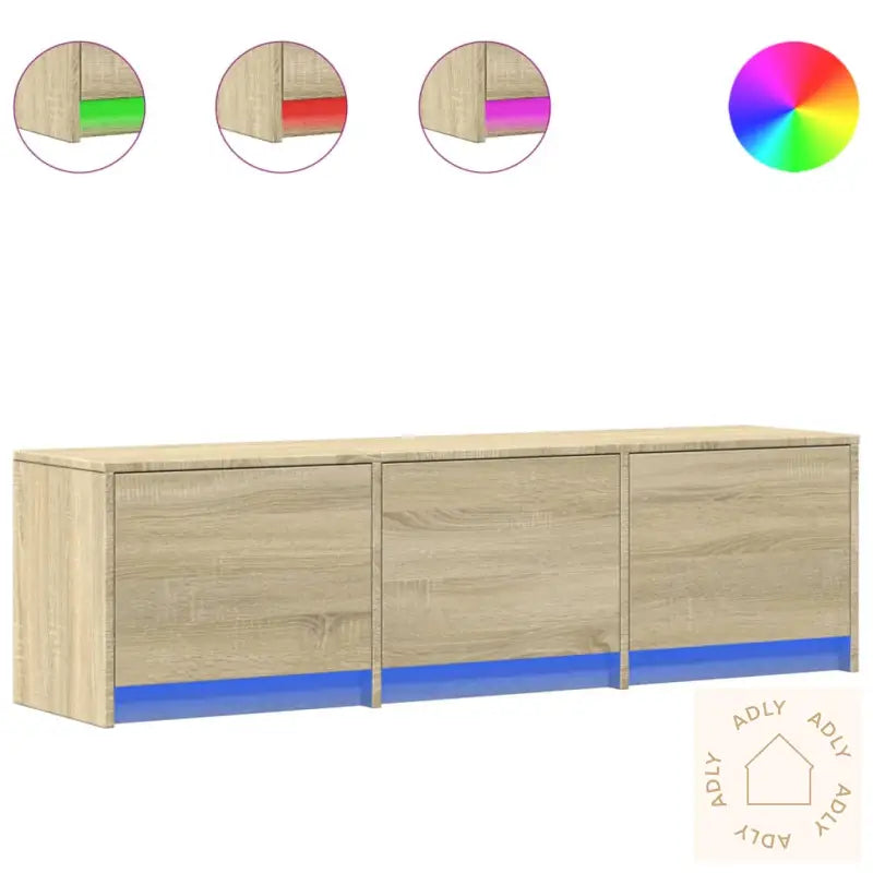 Tv-Benk Med Led Sonoma Eik 140X34X40 Cm Konstruert Tre